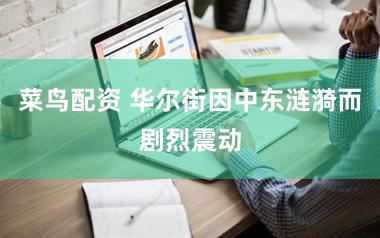 菜鸟配资 华尔街因中东涟漪而剧烈震动