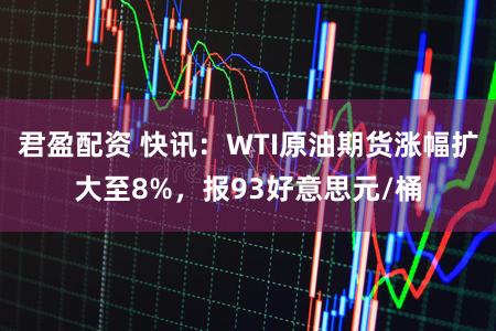 君盈配资 快讯：WTI原油期货涨幅扩大至8%，报93好意思元/桶