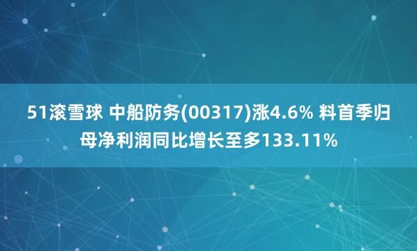 51滚雪球 中船防务(00317)涨4.6% 料首季归母净利润同比增长至多133.11%